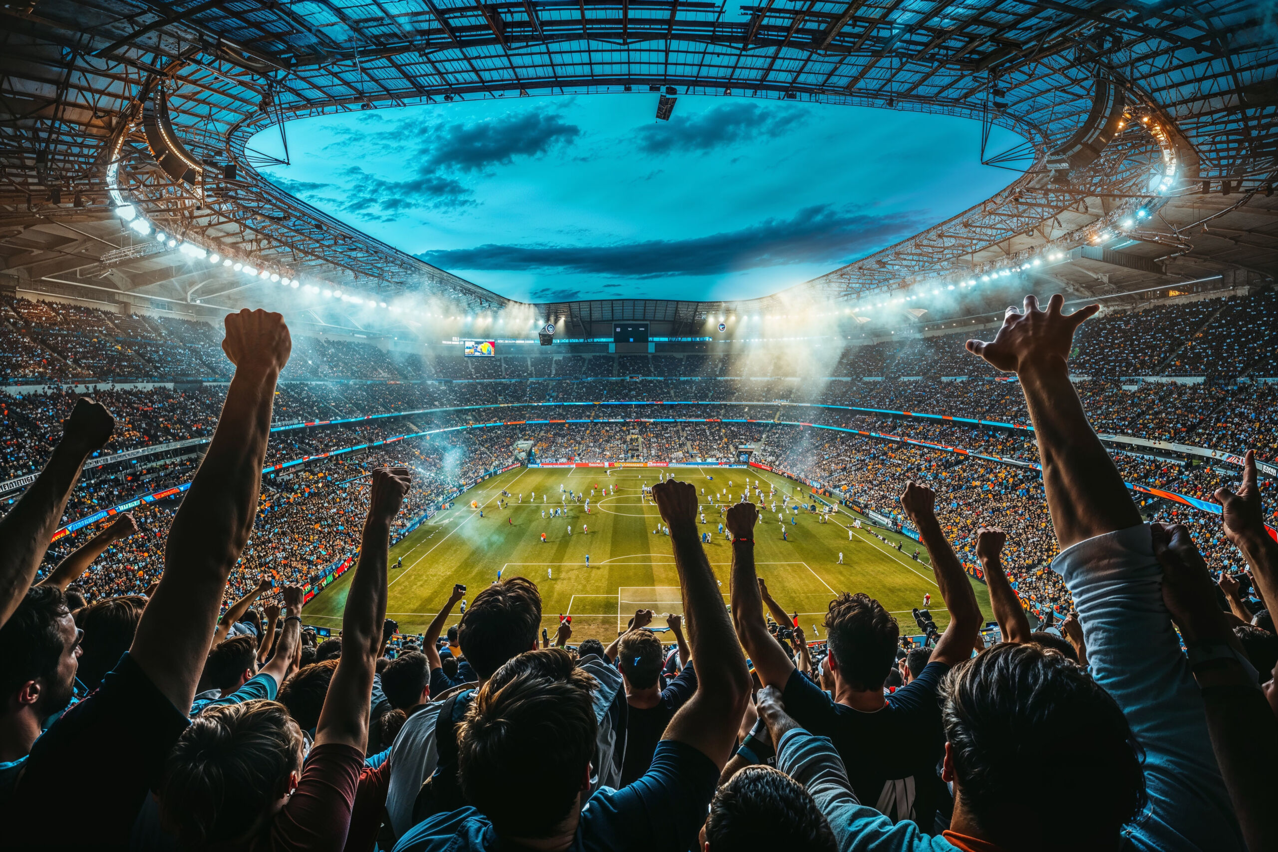 Fans celebrating the world cup.